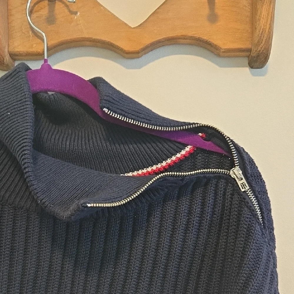 Tommy Hilfiger Navy Blue Ribbed Turtleneck Cowl Sweater - Picture 3 of 4